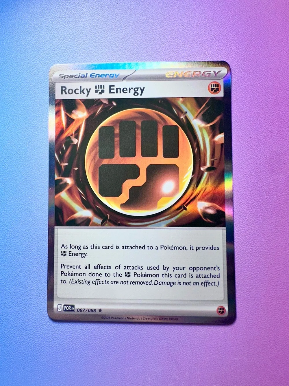 rocky fighting energy - 087/088 (holo rare) — pokémon: perfect order